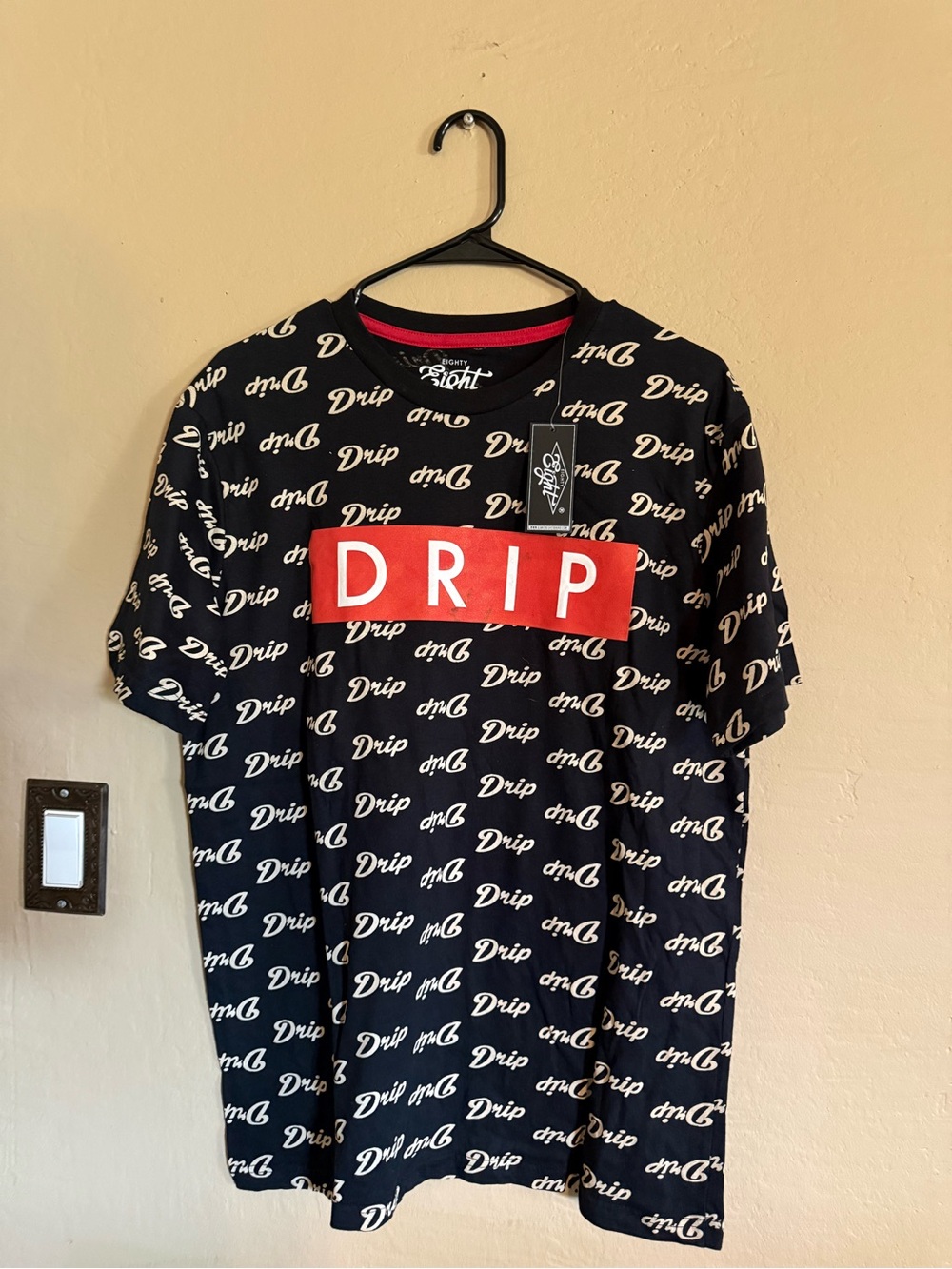 Eighty Eight Black Tee with Red DRIP Logo